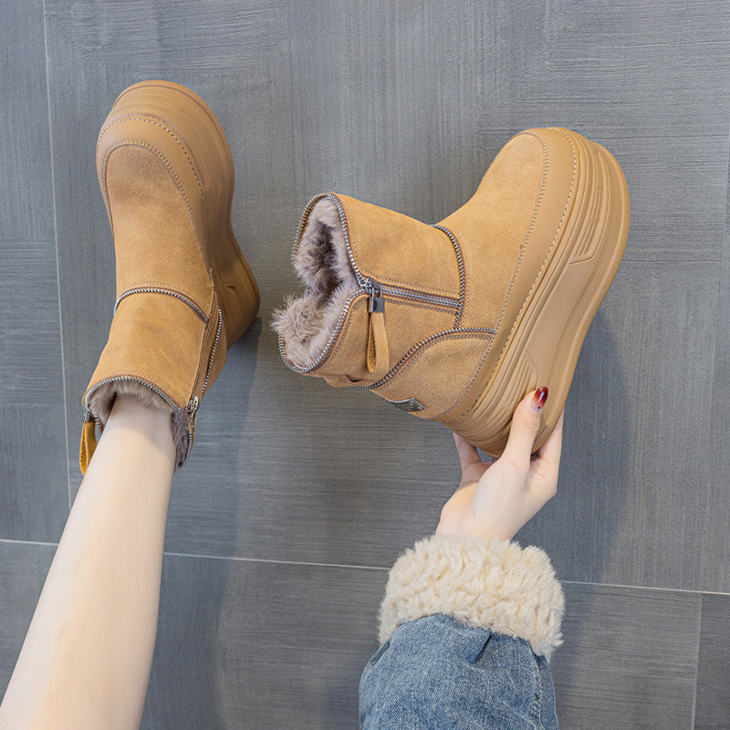 Women's Bottom Height Increasing Insole Small Short Snow Boots