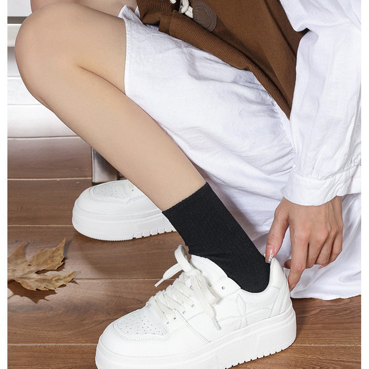 Women's Hidden White Thick-soled Short People's Platform Bread Heels