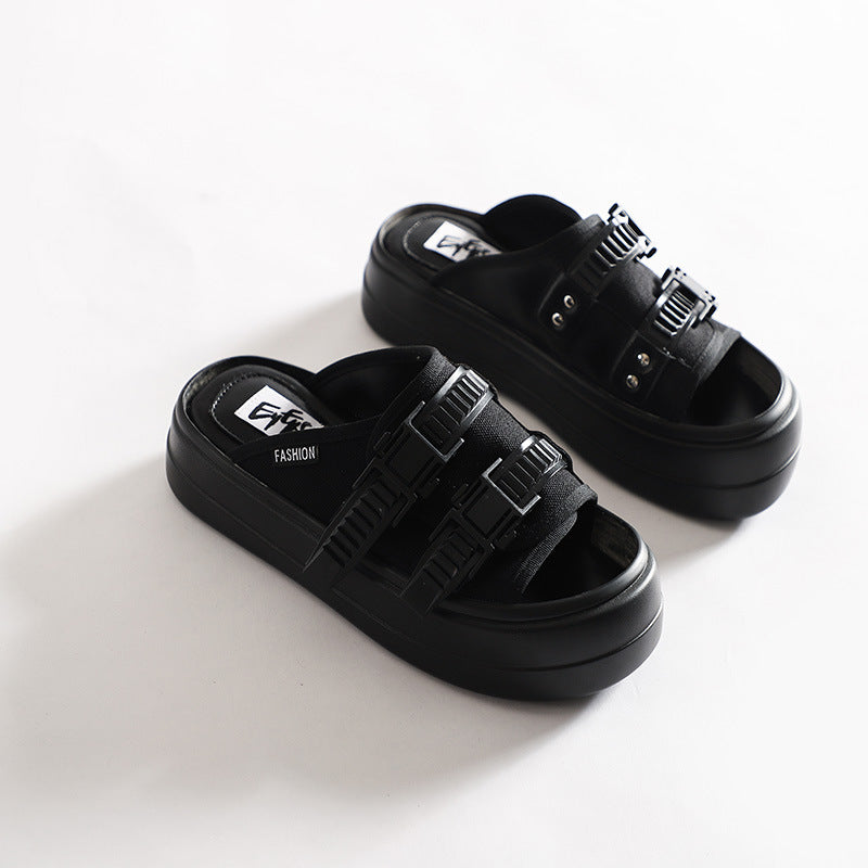 Women's One-word Outdoor Fashion Height Increasing Beach Slippers