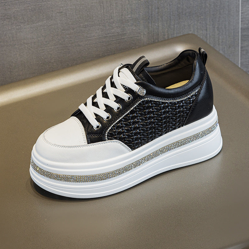 Women's Hidden White Small High-grade Fashion Weaving Casual Shoes