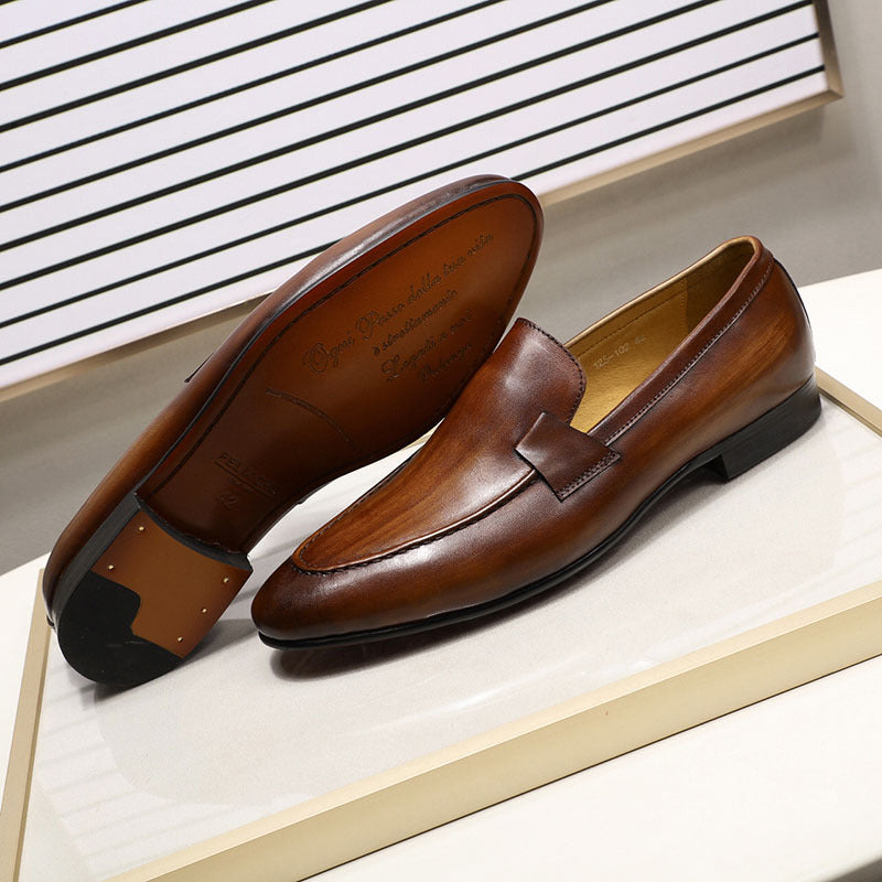 Men's Classic Slip-on Top Layer Cowhide Wedding Leather Shoes