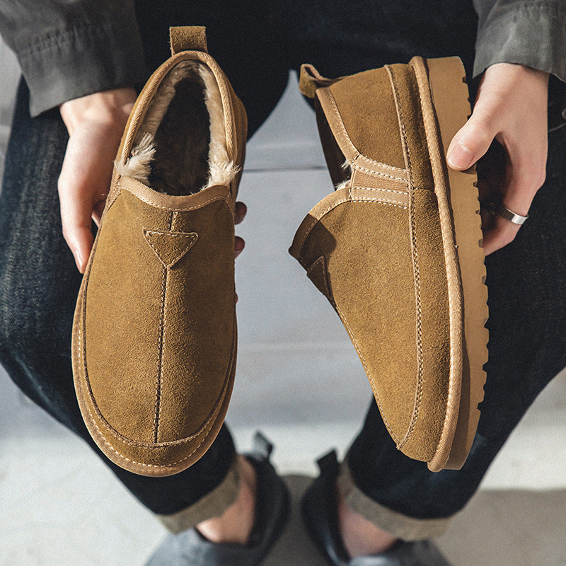 Men's Fleece-lined Warm One Pedal Cotton British Vintage Snow Boots