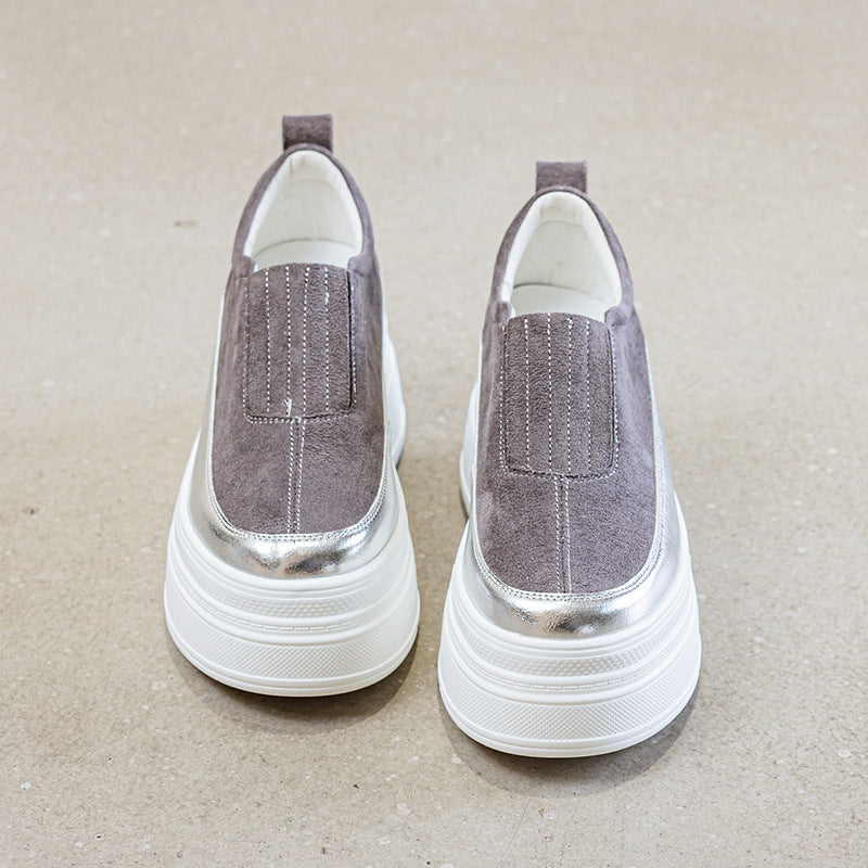 Women's Solid Color Height Increasing Insole Breathable Comfortable Women's Casual Shoes