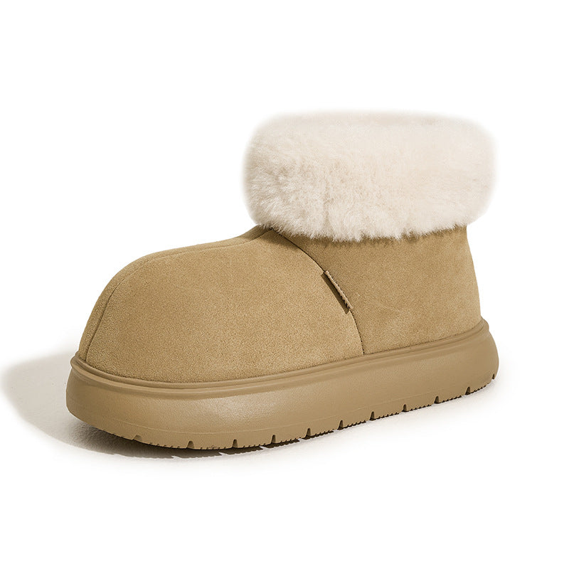 Women's Winter Fleece-lined Thickened Cotton Slip-on Lofter Snow Boots