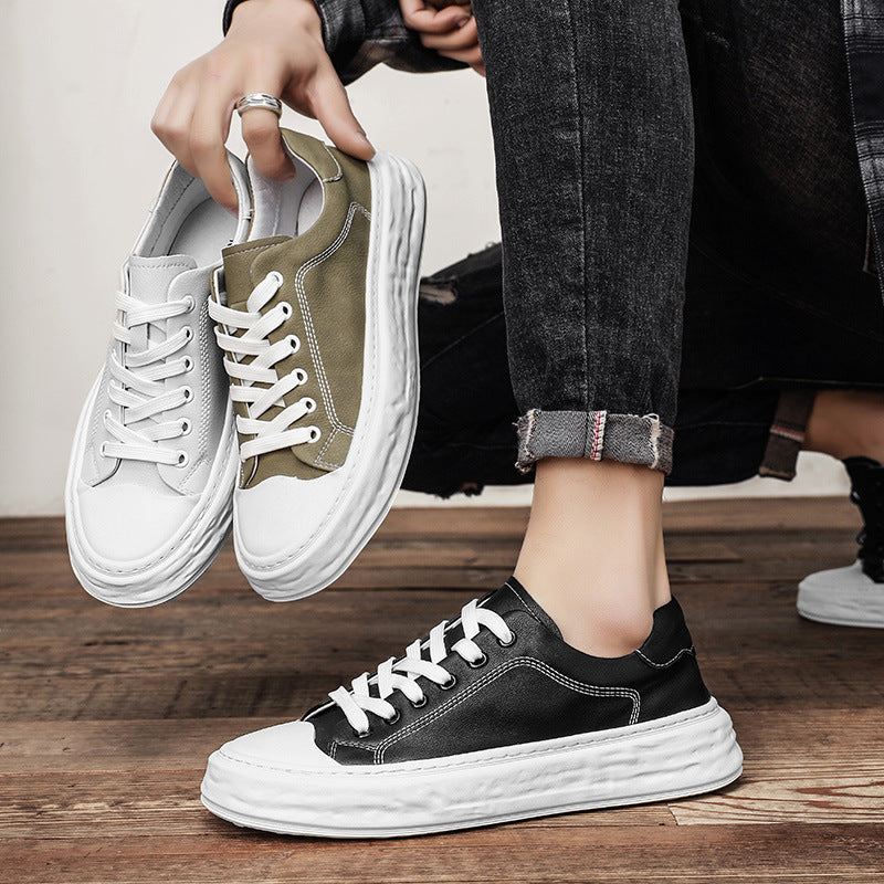 Men's Genuine Cowhide Board Versatile Single-layer Live Casual Shoes
