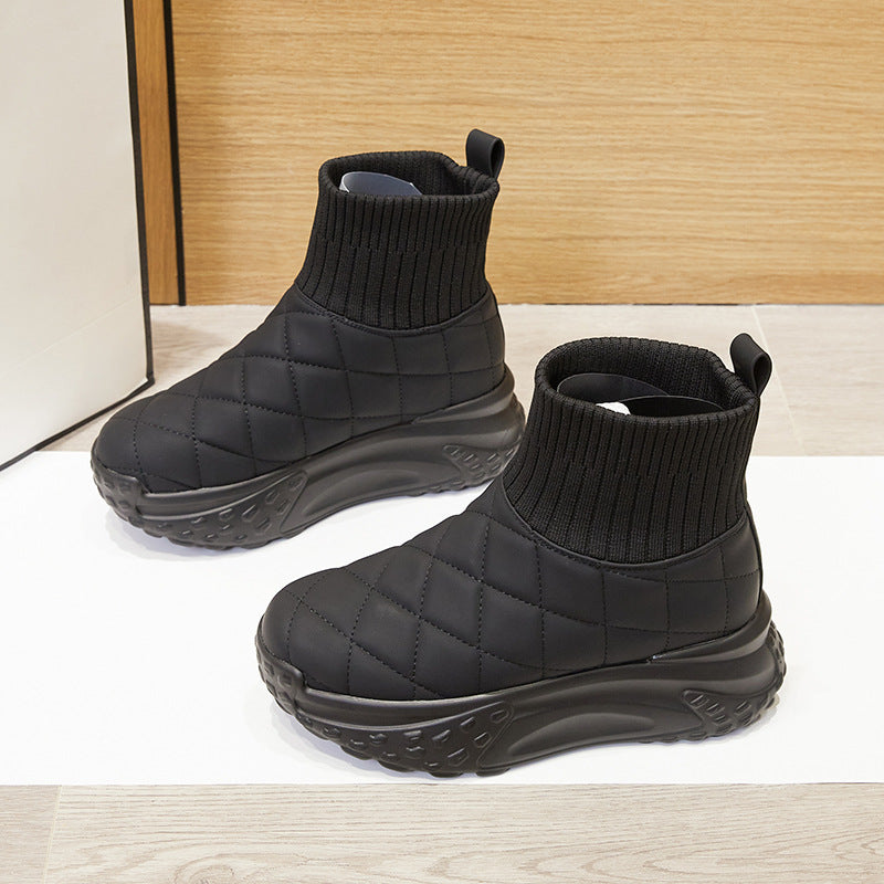 Women's Height Increasing Insole Cotton Fleece-lined Platform Snow Boots
