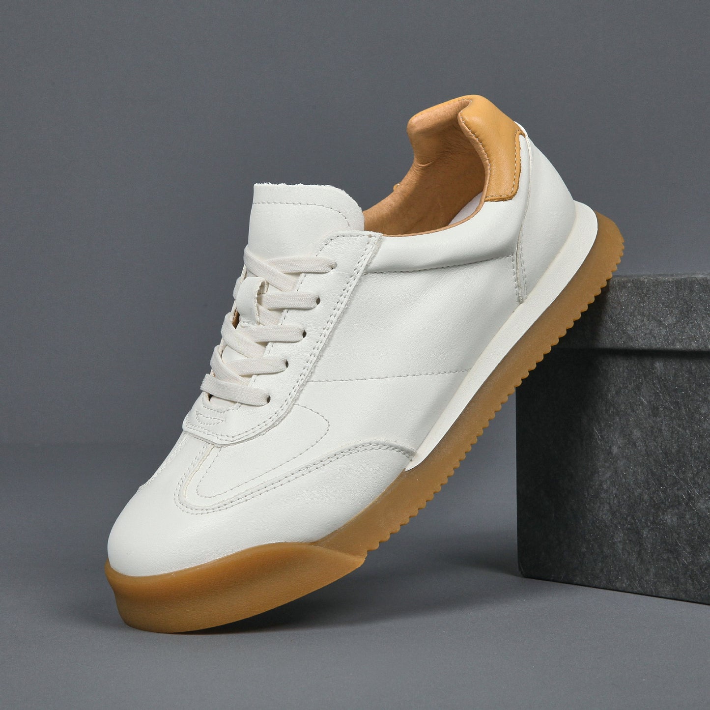 Men's Genuine German Training Breathable White Hollow Sneakers