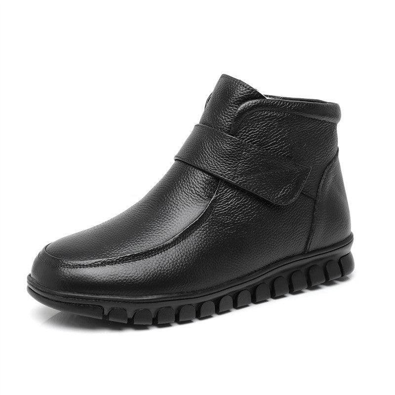 Women's Mother's Cotton Winter Thermal Cowhide Soft Bottom Women's Shoes