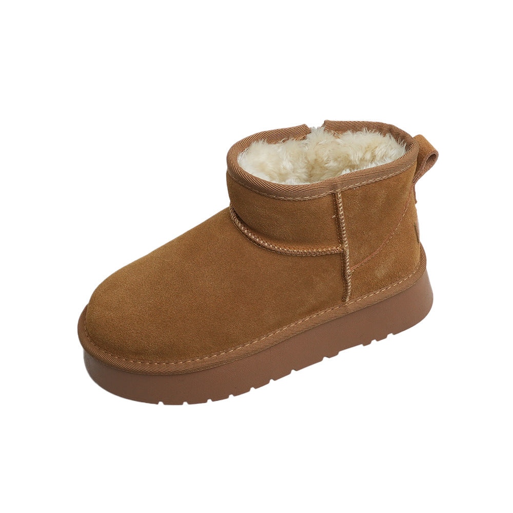 Women's Retro Winter Splash Proof Suede Raise The Bottom Snow Boots