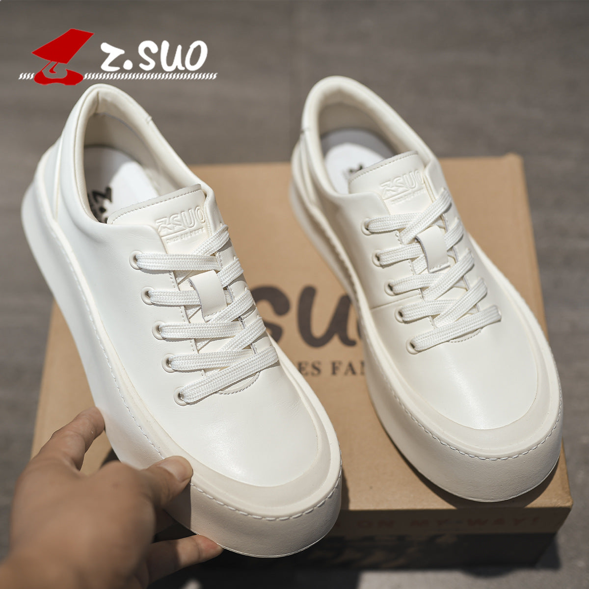 Men's Korean Style Simple Thick Fashionable White Casual Shoes