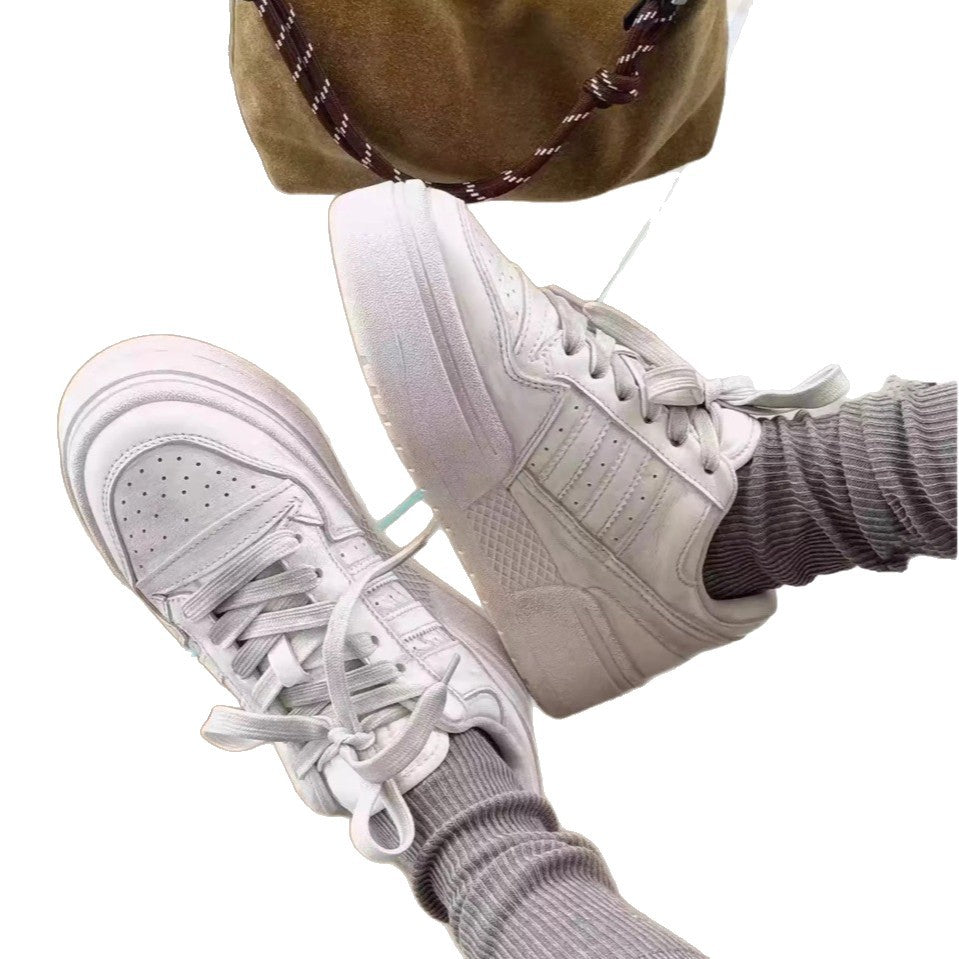 Women's White Thick Bottom Elevator Wild Sports Women's Board Shoes