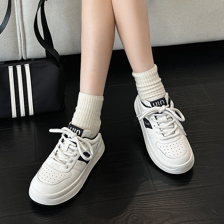 Women's & Men's Genuine Bread White Spring Fleece-lined Platform Casual Shoes