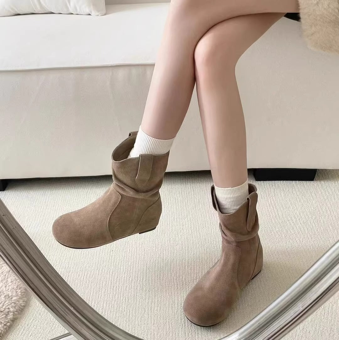Women's Version Height Increasing Insole Retro Ankle Western Boots