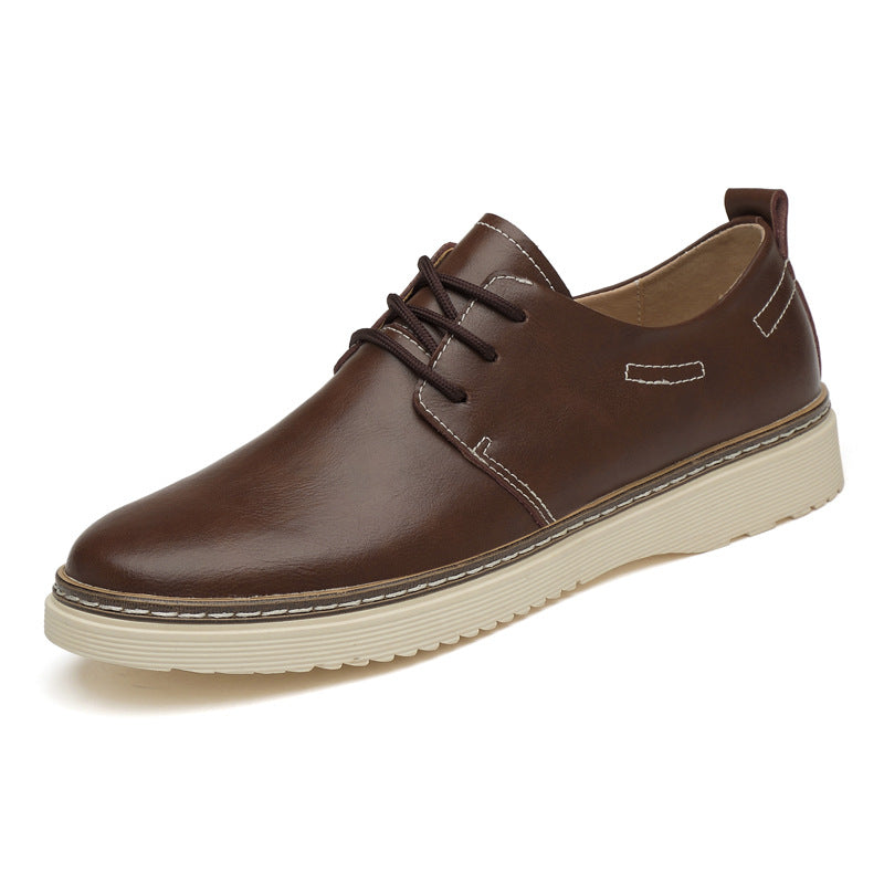 Men's Outer Hight Increasing British Small Cowhide Leather Shoes