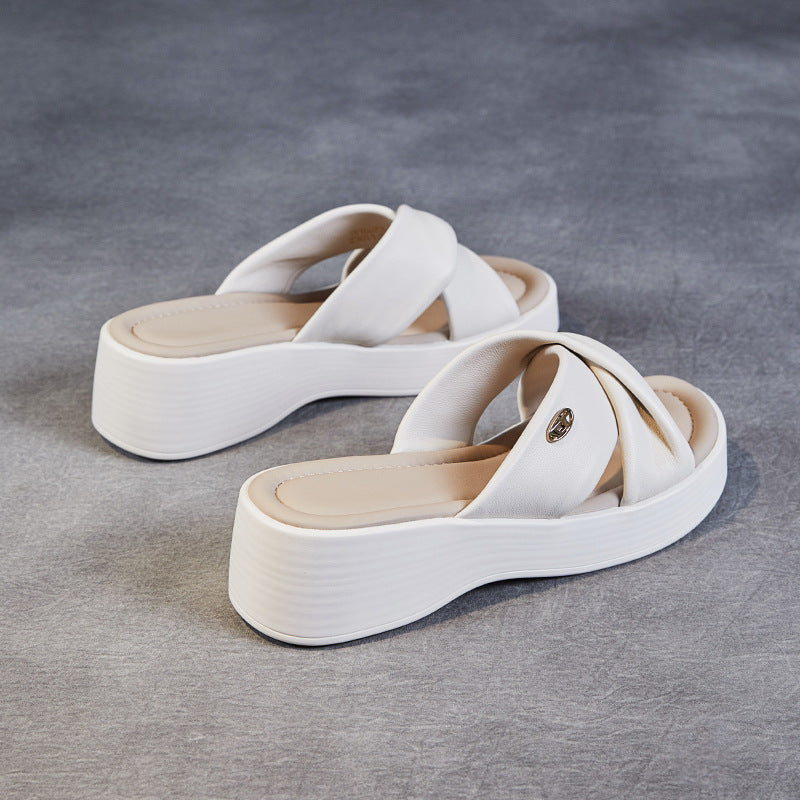Women's Outer Wear Summer Genuine Flat Comfortable Slippers
