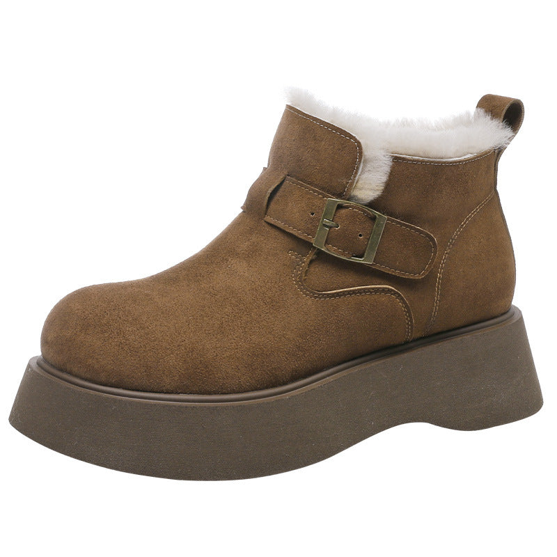 Women's Thick Bottom Fleece-lined Winter Ankle Retro Snow Boots