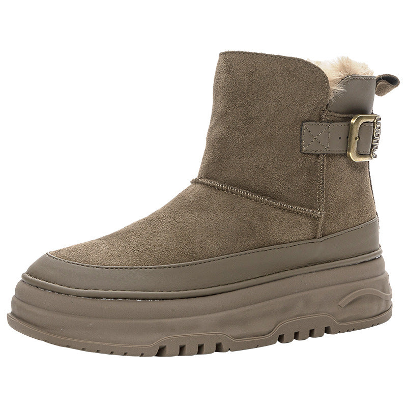 Women's Genuine Winter Fleece-lined Thickened Cotton Thick Snow Boots