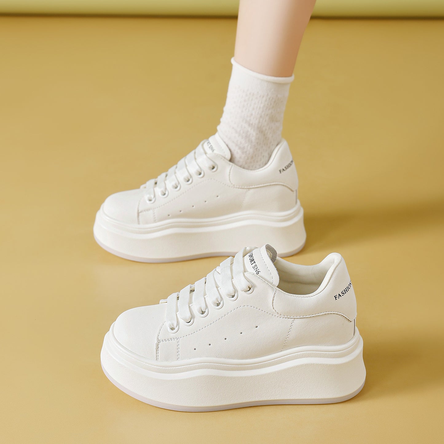 Women's Small Genuine Thick-soled Mcqueen White Spring Casual Shoes