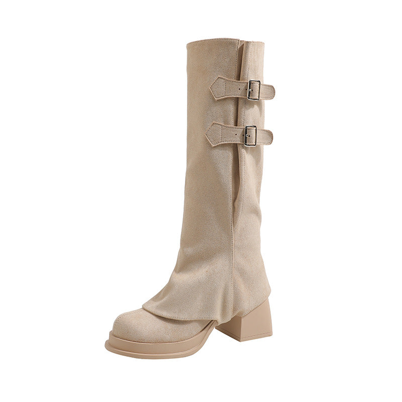 Pile Style Thick High Platform Leg Heels