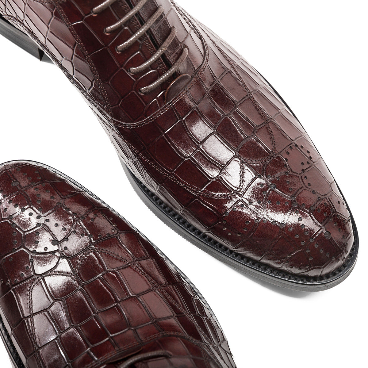 Men's British Brogue Carved Business Pointed Straight Leather Shoes