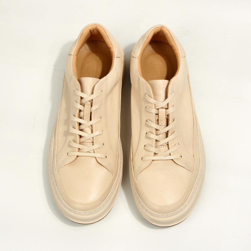 Men's Beige Slightly Dirty Distressed White Board Sneakers