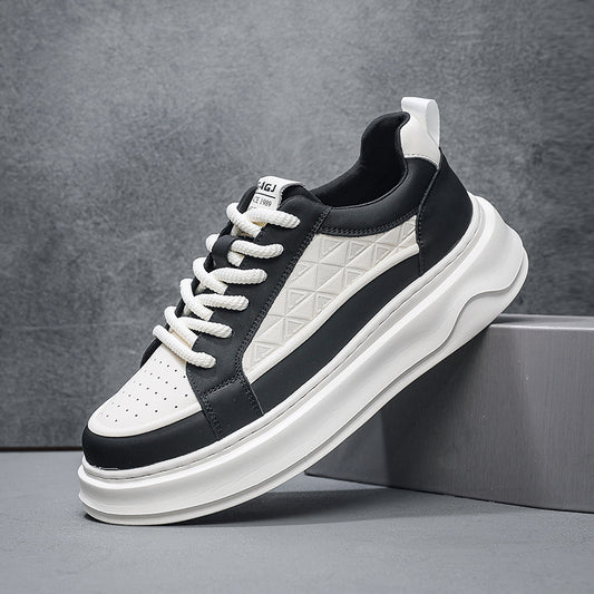 Men's Autumn White Thick Bottom Solid Color Surface Light Sneakers