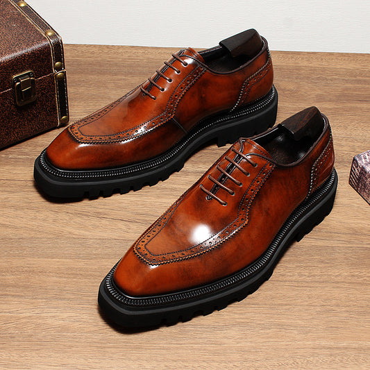 Men's Formal Wear Oxford Thick Sole Height Leather Shoes