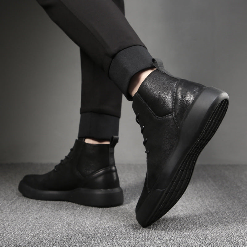 Men's Black High Top British Style Working Boots