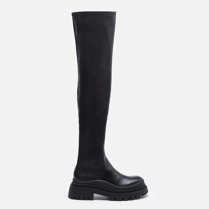 Long Female Over The Knee Black Platform Boots