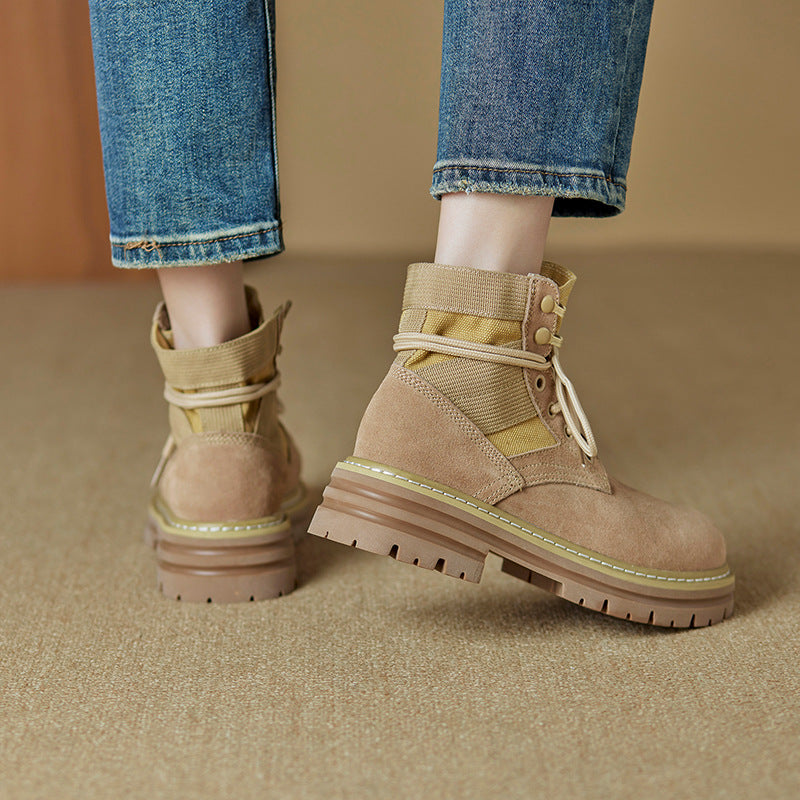 Women's Martin Soft Bottom Retro Cow Suede Boots