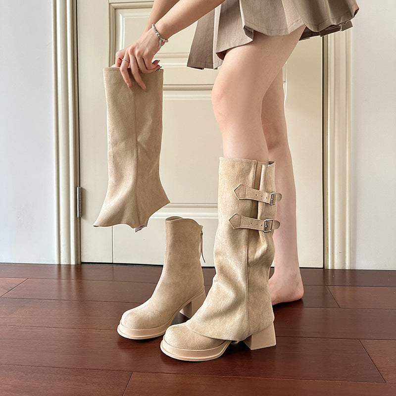 Pile Style Thick High Platform Leg Heels