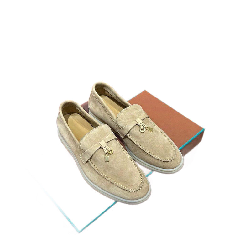 Women's Available High Version Matte Cowhide Slip-on Loafers