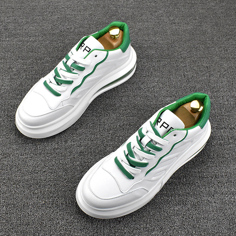 Men's White Height Increasing Insole Breathable Trendy Casual Shoes