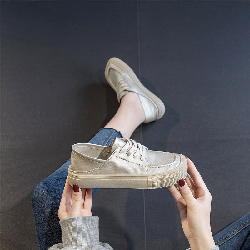 Women's Cowhide Small Single-layer Soft Bottom Slip On Casual Shoes