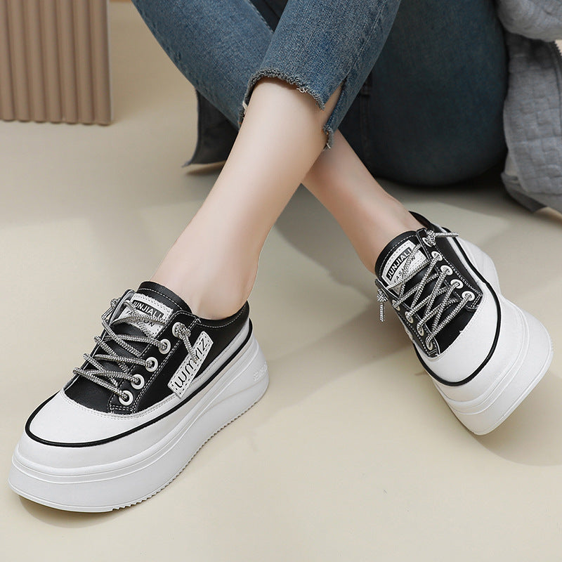 Women's & Men's Four White Front Fashion Thick Bottom Men's Shoes