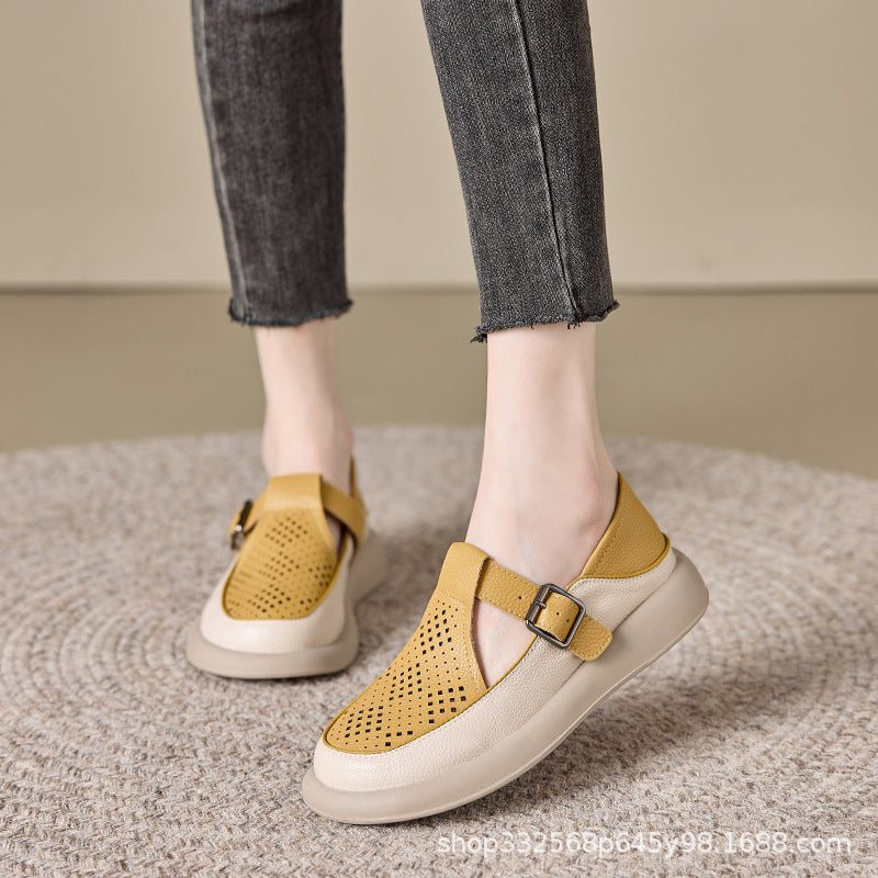 Women's Toe Summer Platform Retro Soft Bottom Surface Handmade Women's Casual Shoes