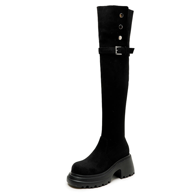 Women's Folding High Thick Bottom Big Tube Boots