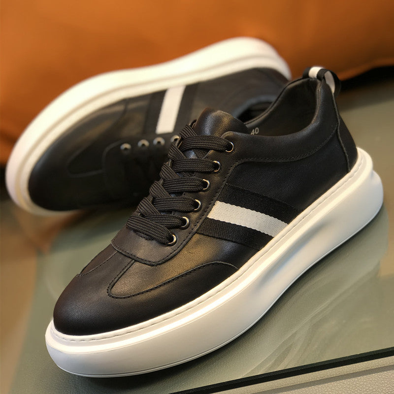 Men's British Style White Platform Hight Increasing Sneakers