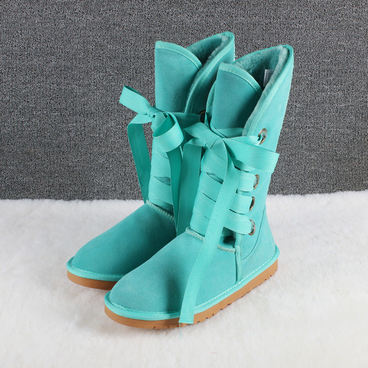 Tube Cross Strap Bow Male Female Large Size Winter Snow Boots