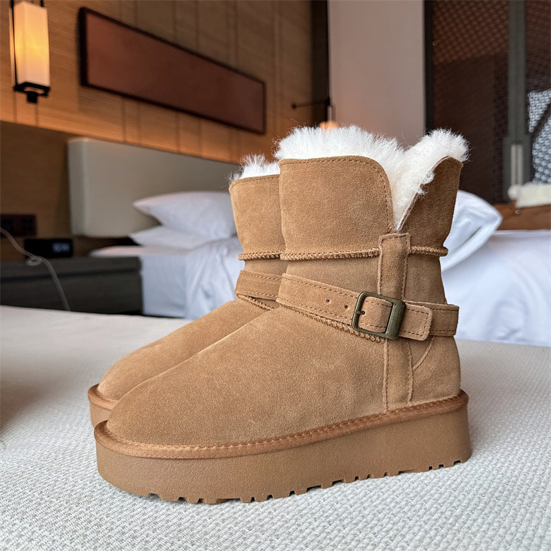 Women's Winter Thick Bottom Knight 2 Belt Buckle Veet Snow Boots