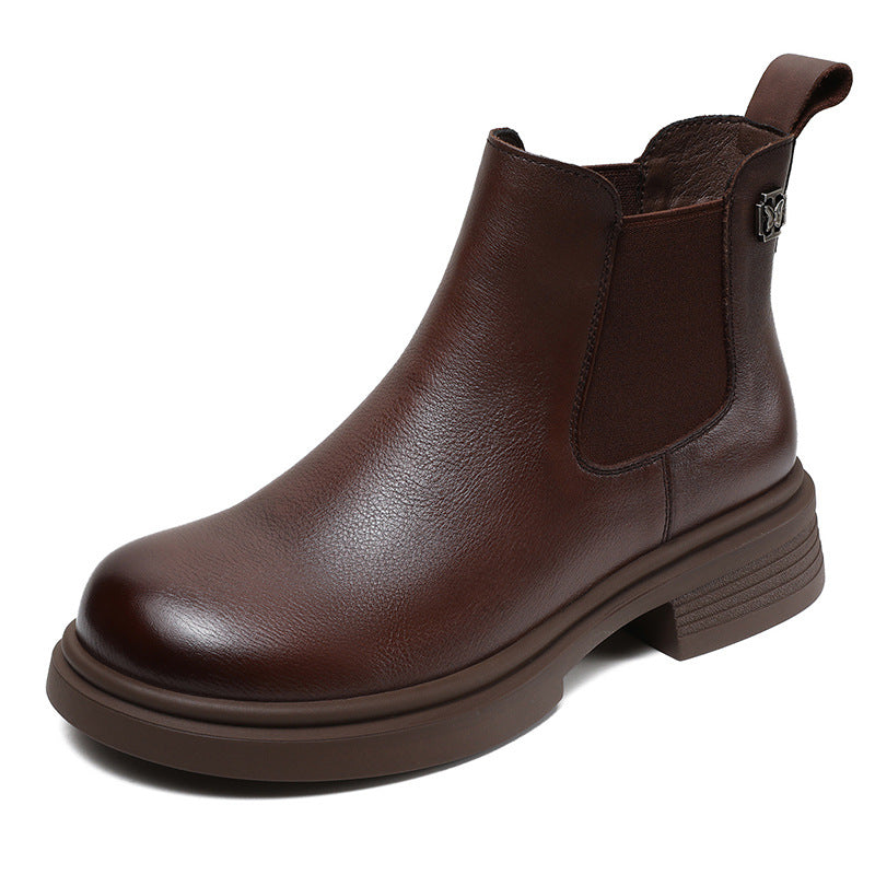 Temperament Commuter Genuine Booties Versatile Slip-on Boots