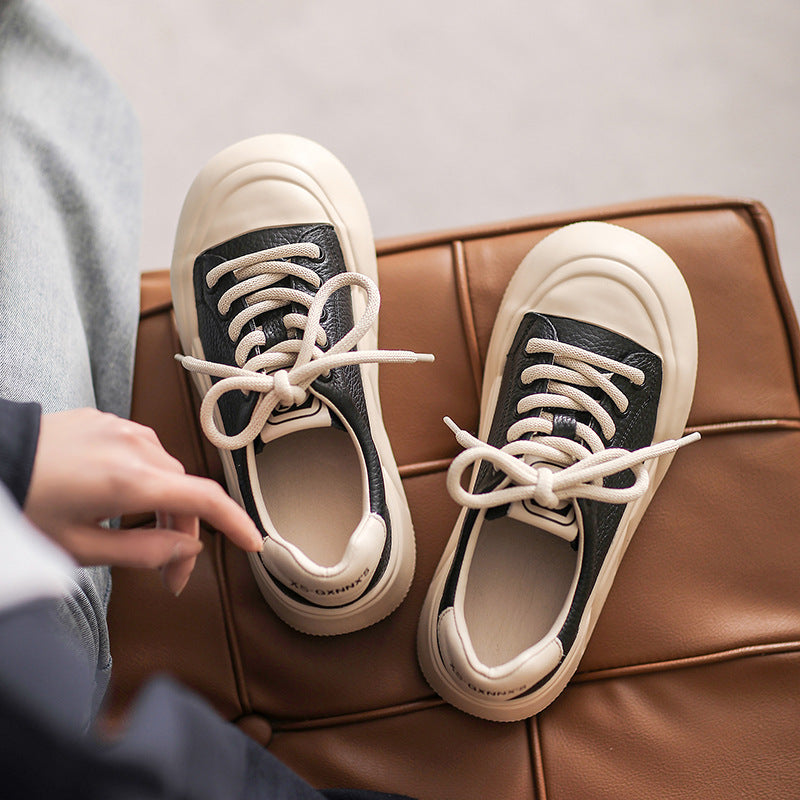 Women's Genuine Retro Color Matching Thick Bottom Casual Shoes