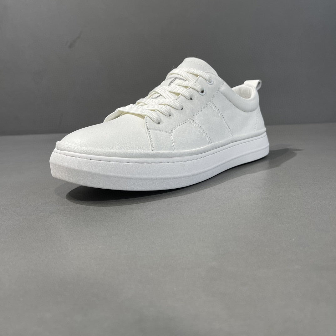 Men's Top Layer Cattlehide Fashion White Summer Genuine Sneakers