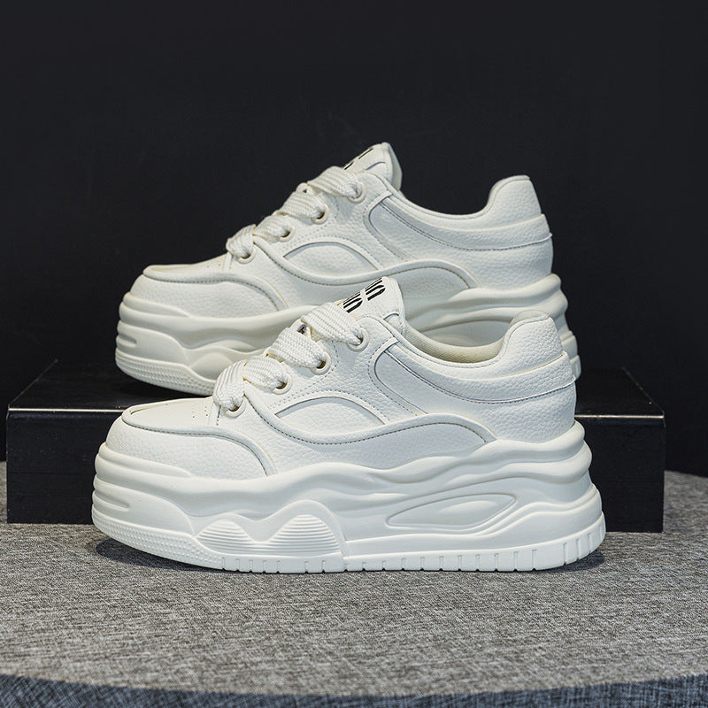 Women's Hidden White Small Spring Fashionable Genuine Sneakers