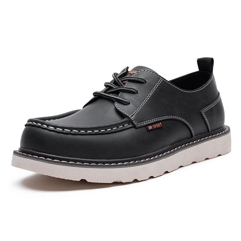 Men's Oversized Korean Fashion Tooling Big Head Genuine England Style Leather Shoes