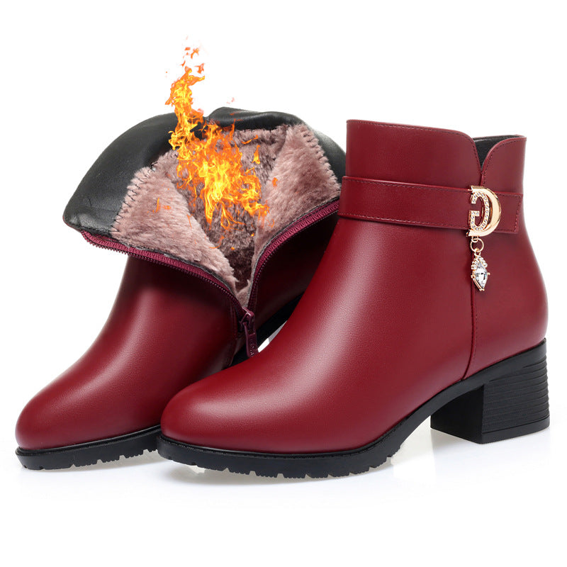 Women's Mother's Soft Bottom Mid Fleece-lined Women's Shoes