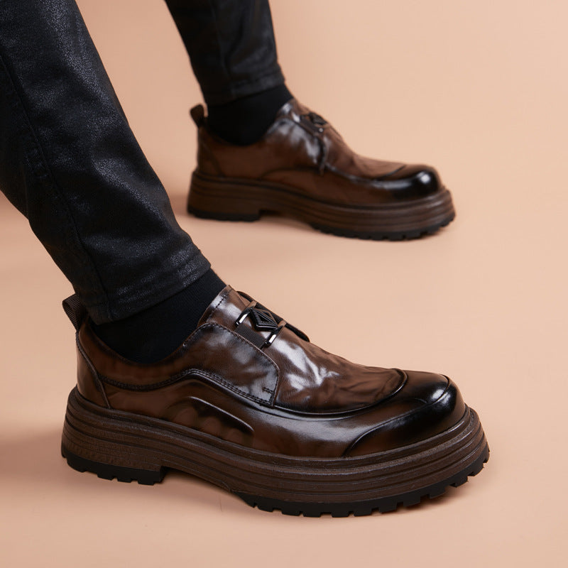 Men's Slip-on Green British Business Fashion Support Leather Shoes