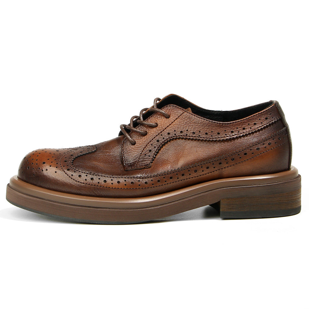 Men's British Fashion First Layer Cowhide Retro Leather Shoes