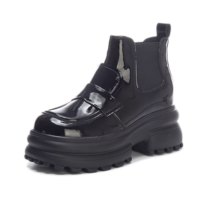 Platform Martin Female Ankle Height Increasing Breathable Chelsea Women's Leather Boots
