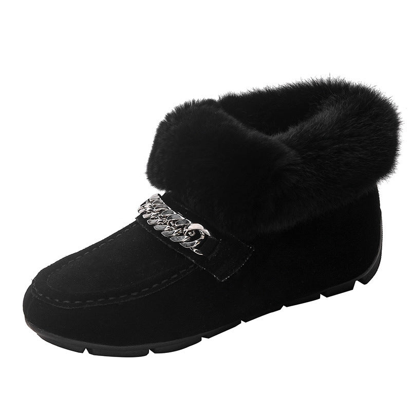 Women's Fluffy Thermal Cotton Rabbit Fur Height Boots